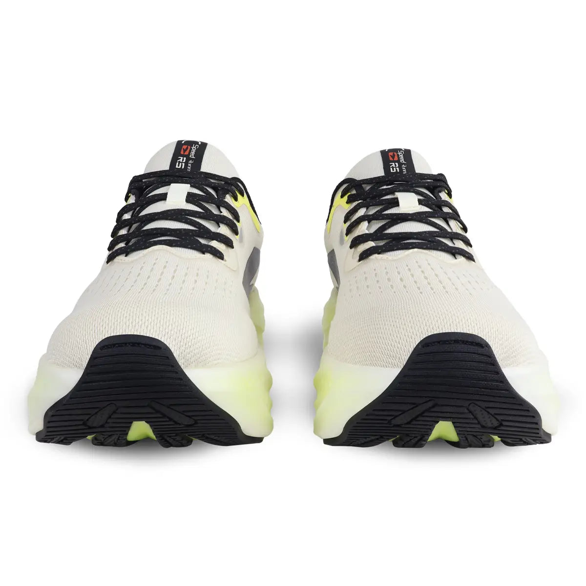 Vista frontal zapatillas deportivas hombre RS Performance malla transpirable clara y cordones negros