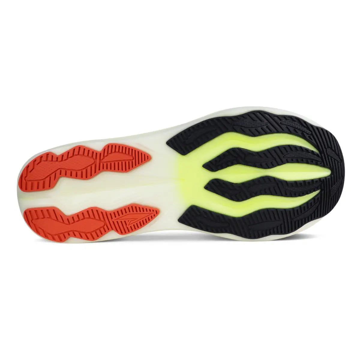 Suela exterior zapatillas deportivas RS Performance tracción zonal en caucho negro amarillo y naranja