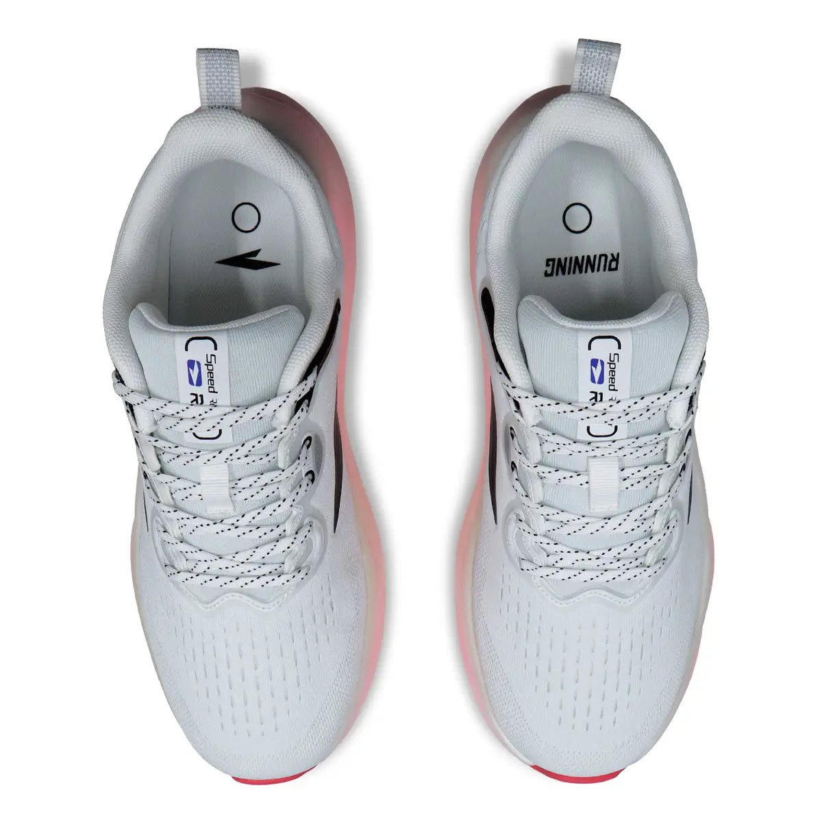 Vista superior interior zapatillas RS Runner mujer plantillas blancas y cordones moteados