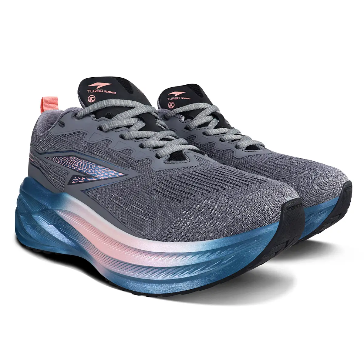 Par de zapatillas deportivas running mujer RS Performance Astral grises con entresuela azul y rosa
