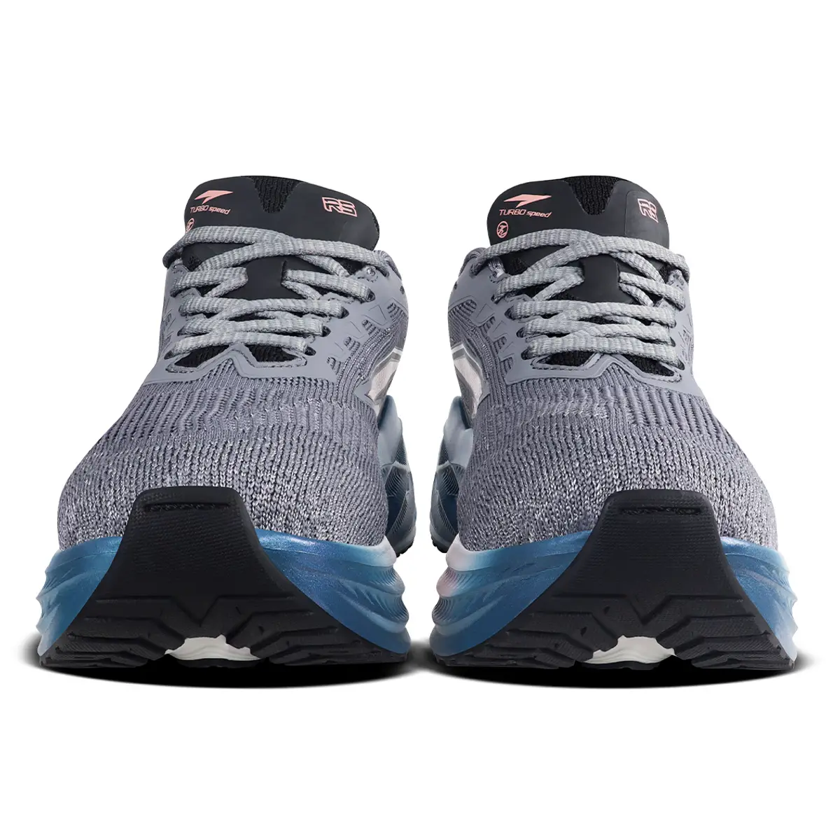Vista frontal zapatillas de running mujer RS Performance malla gris transpirable