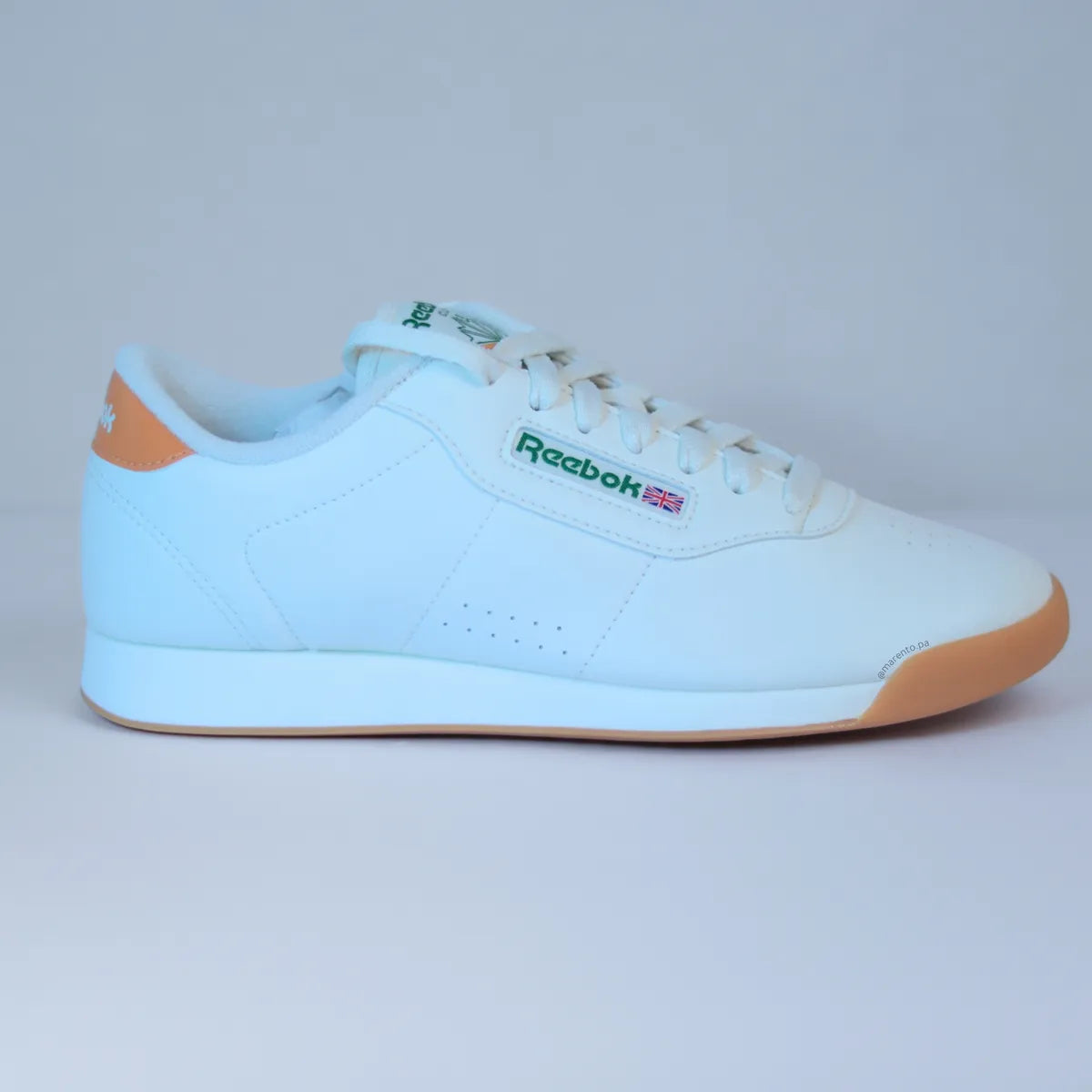 Zapatillas Reebok Princess Women mujer blanco con logo verde y suela caramelo
