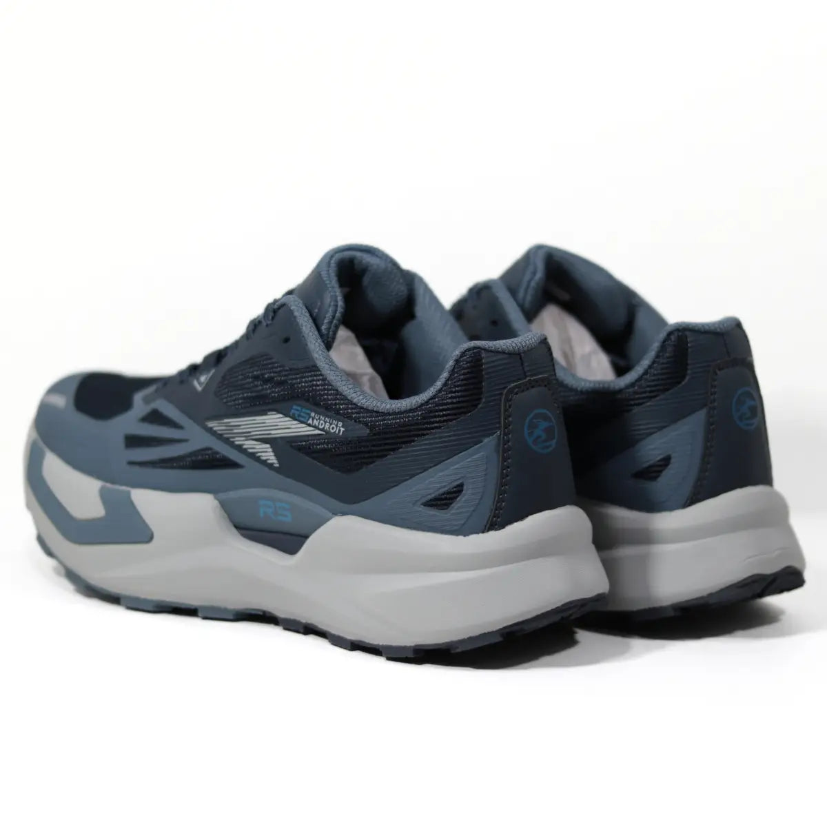 Vista trasera de talón de zapatillas RS Performance Androit hombre azul mostrando soporte estructurado