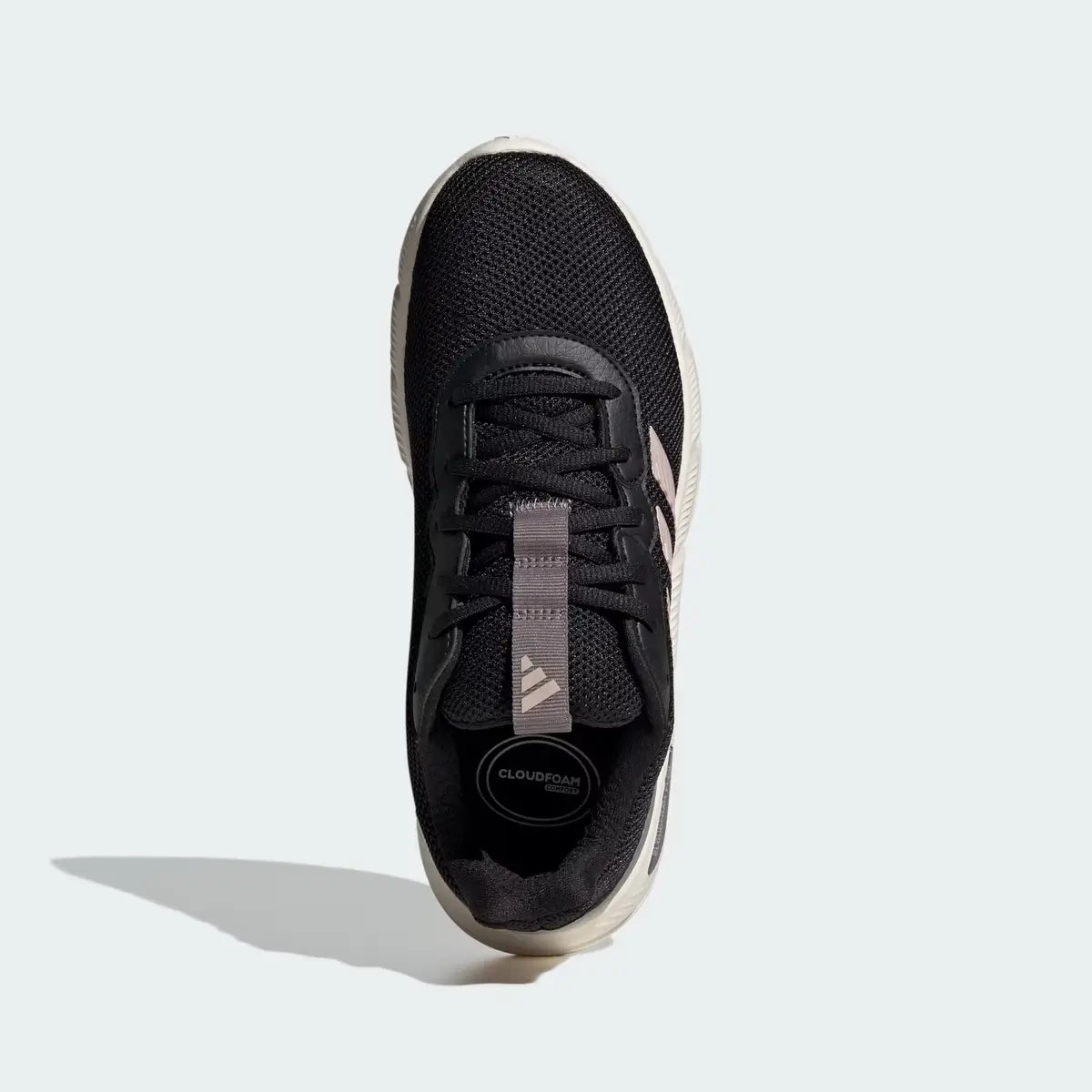 Vista superior de zapatillas Adidas Cloudfoam Flex mujer negras con exterior de malla y cordones