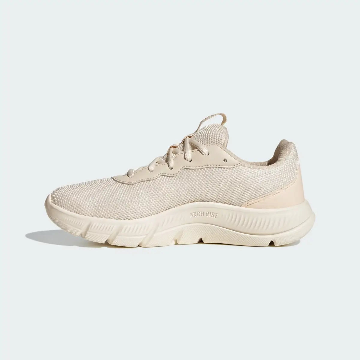 Vista lateral interna de zapatillas urbanas mujer Adidas Cloudfoam Flex beige