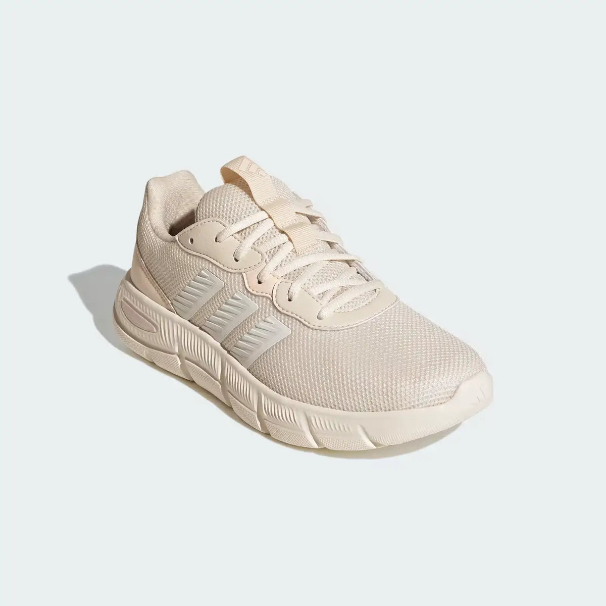 Zapatillas mujer Adidas Cloudfoam Flex beige y rosa vista en ángulo frontal de tres cuartos
