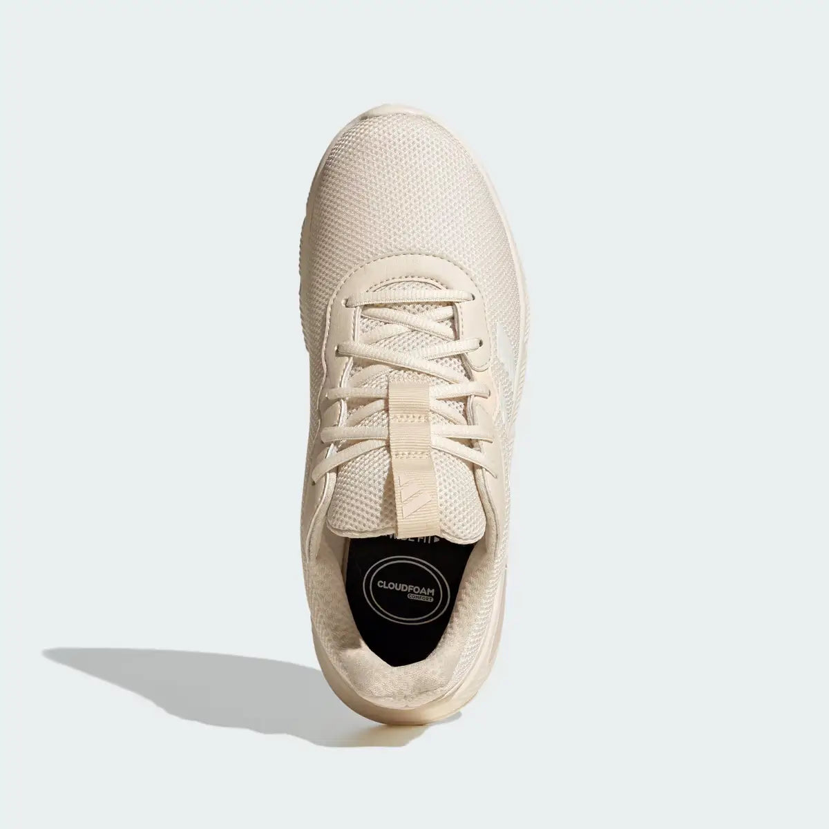 Vista superior de zapatillas Adidas Cloudfoam Flex mujer beige con exterior de malla transpirable
