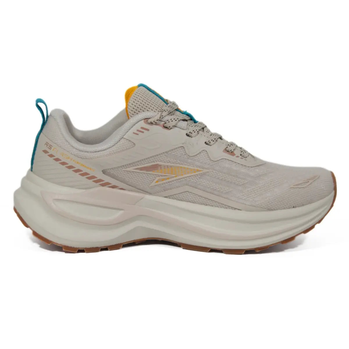Vista lateral interna de zapatillas urbanas mujer RS Performance Flash color beige