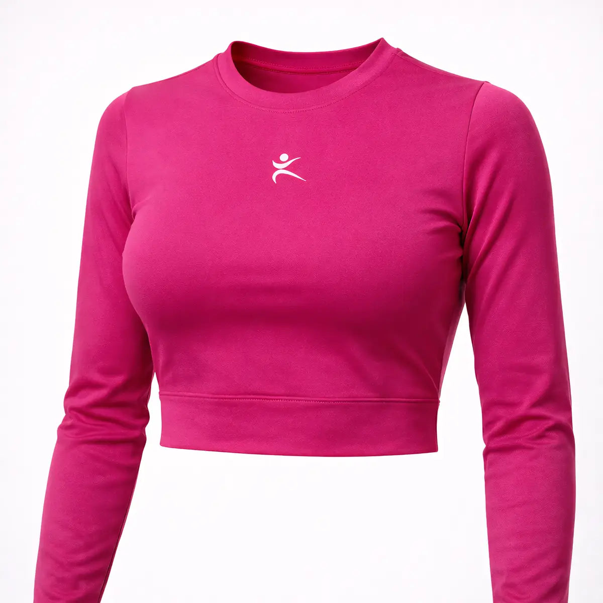 Crop top deportivo manga larga fucsia marca Latinas cuello redondo mujer