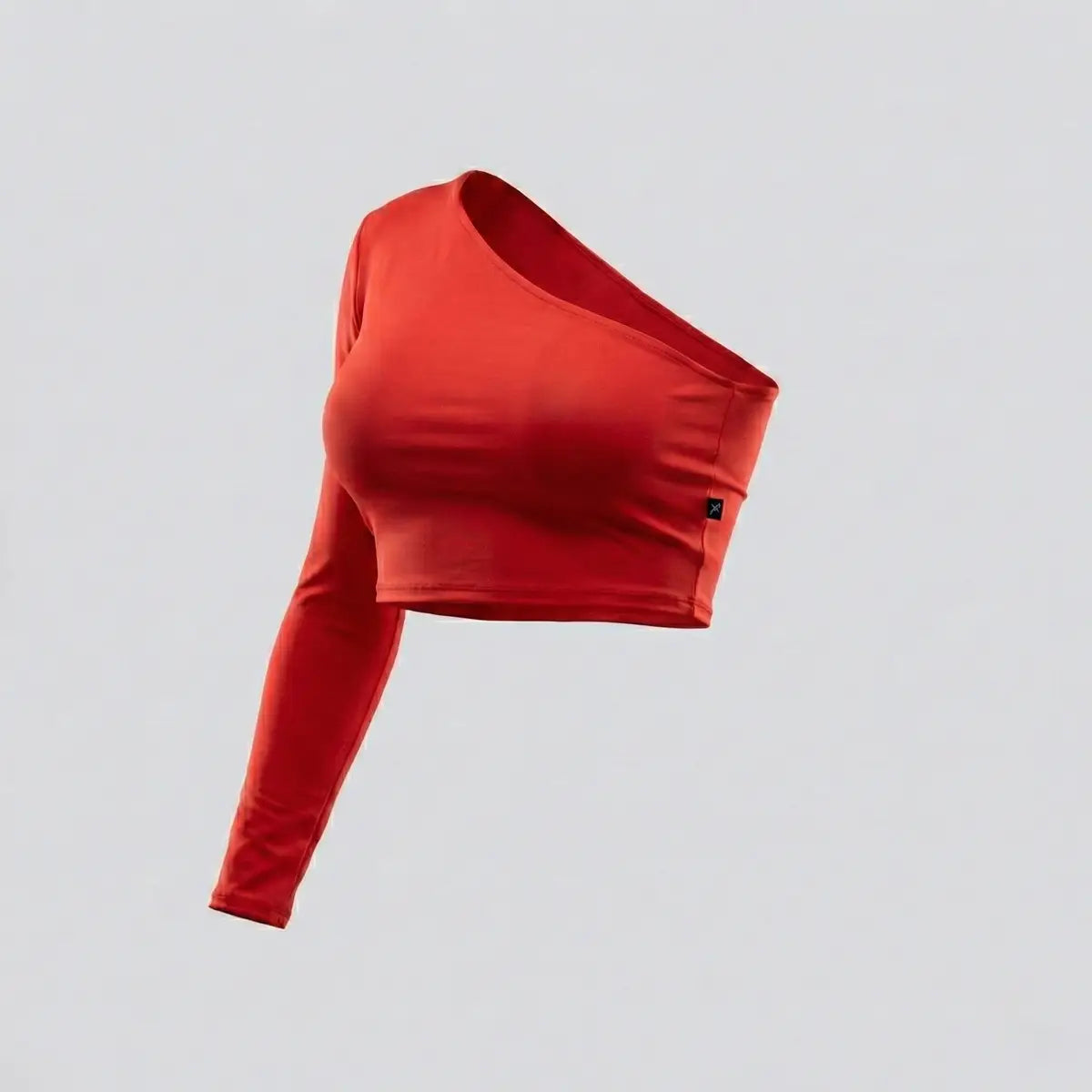Crop top deportivo asimétrico rojo carmesí one shoulder manga larga BYLOVE