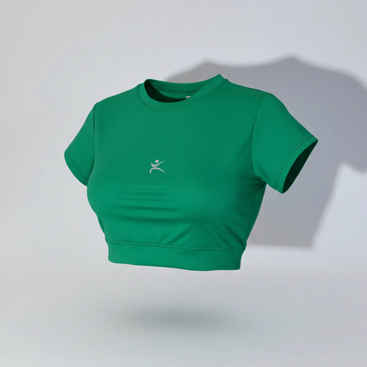 Crop top deportivo manga corta verde marca Latinas con banda elástica mujer