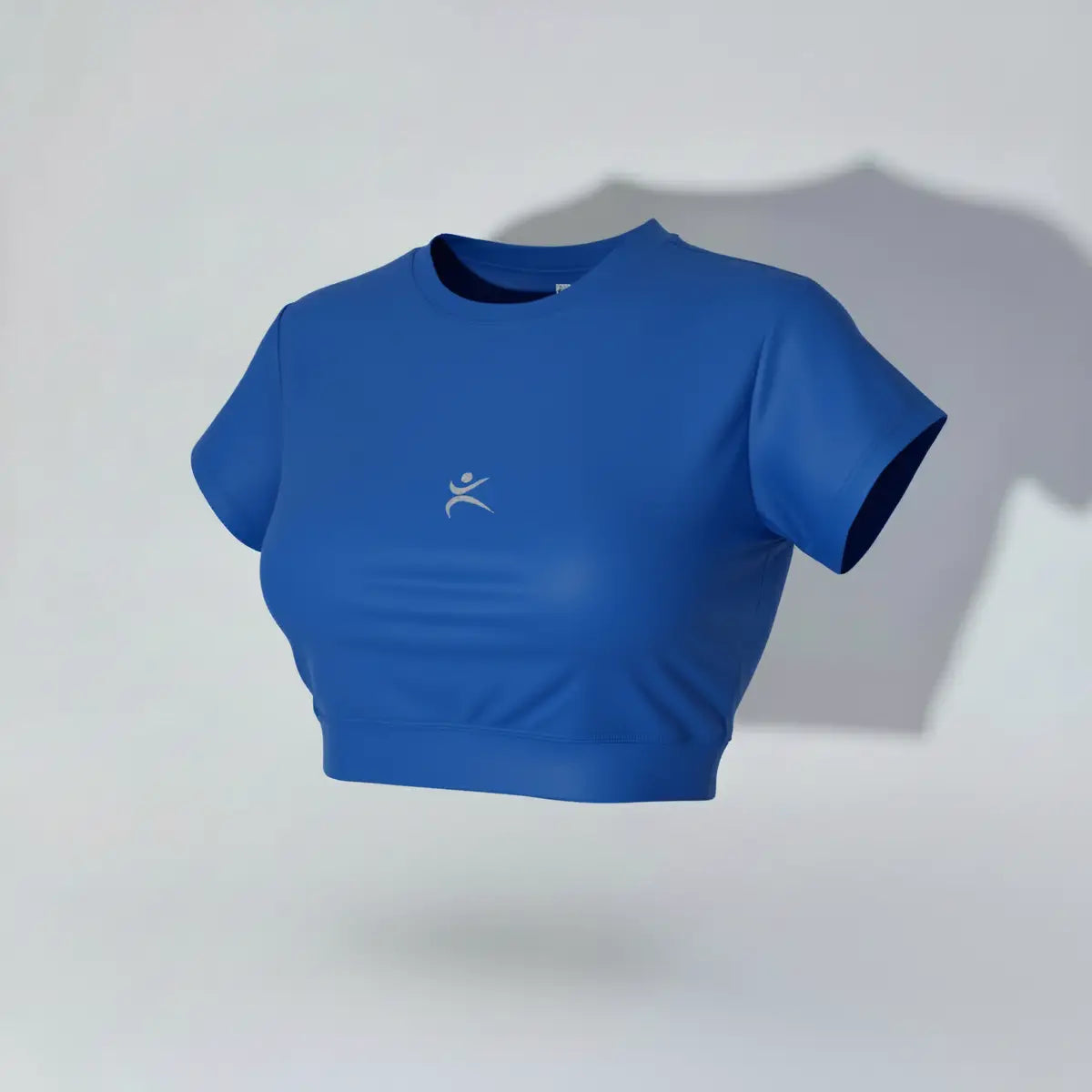Crop top deportivo manga corta azul rey marca Latinas con banda elástica mujer