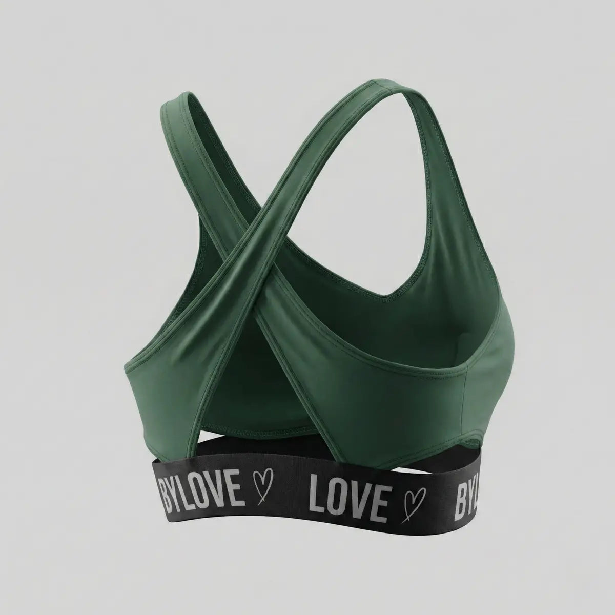 Vista trasera top BYLOVE tiras cruzadas en X color verde militar