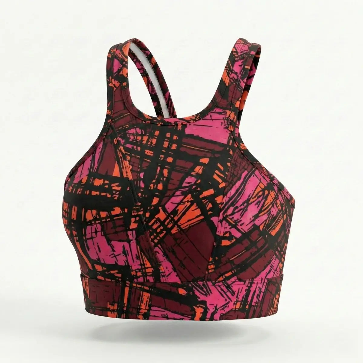 Top deportivo estampado geométrico multicolor soporte alto mujer Panamá