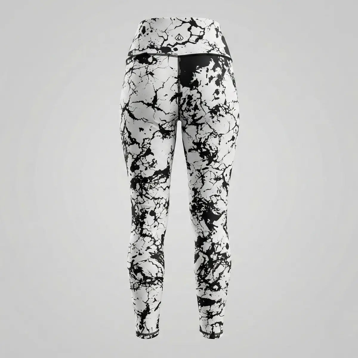 Vista trasera leggings colombianos diseño grietas blanco y negro control abdomen