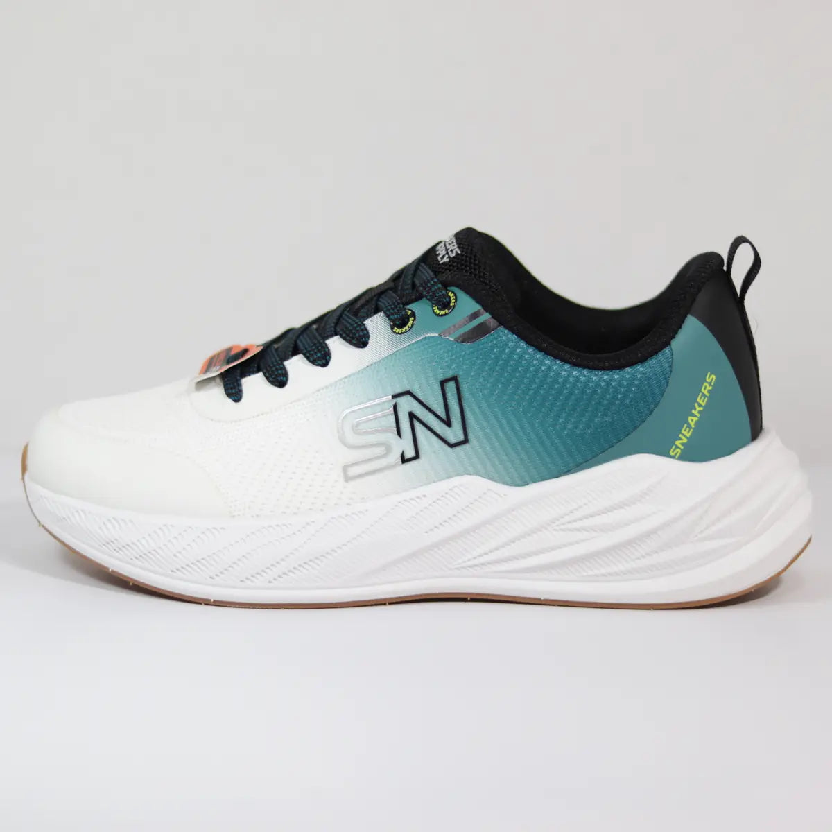 Zapatillas hombre Sneakers Supply Crystal Blue perfil degradado blanco a verde azulado con logo SN plateado