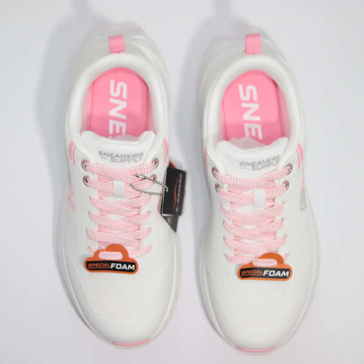 Vista superior interior zapatillas Coral Rose plantillas color rosa y etiqueta Special Foam