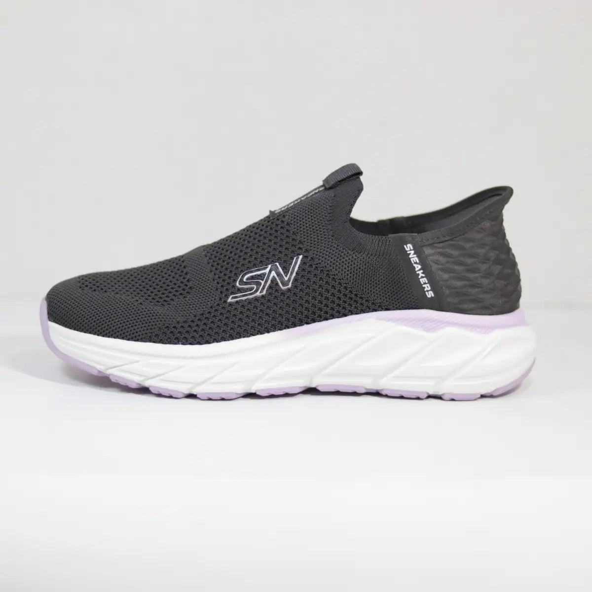 Zapatillas mujer Sneakers Supply Walker grises sin cordones perfil lateral con logo SN