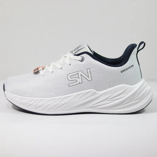 Zapatillas hombre Sneakers Supply Midnight White perfil blanco con malla técnica y logo SN lateral
