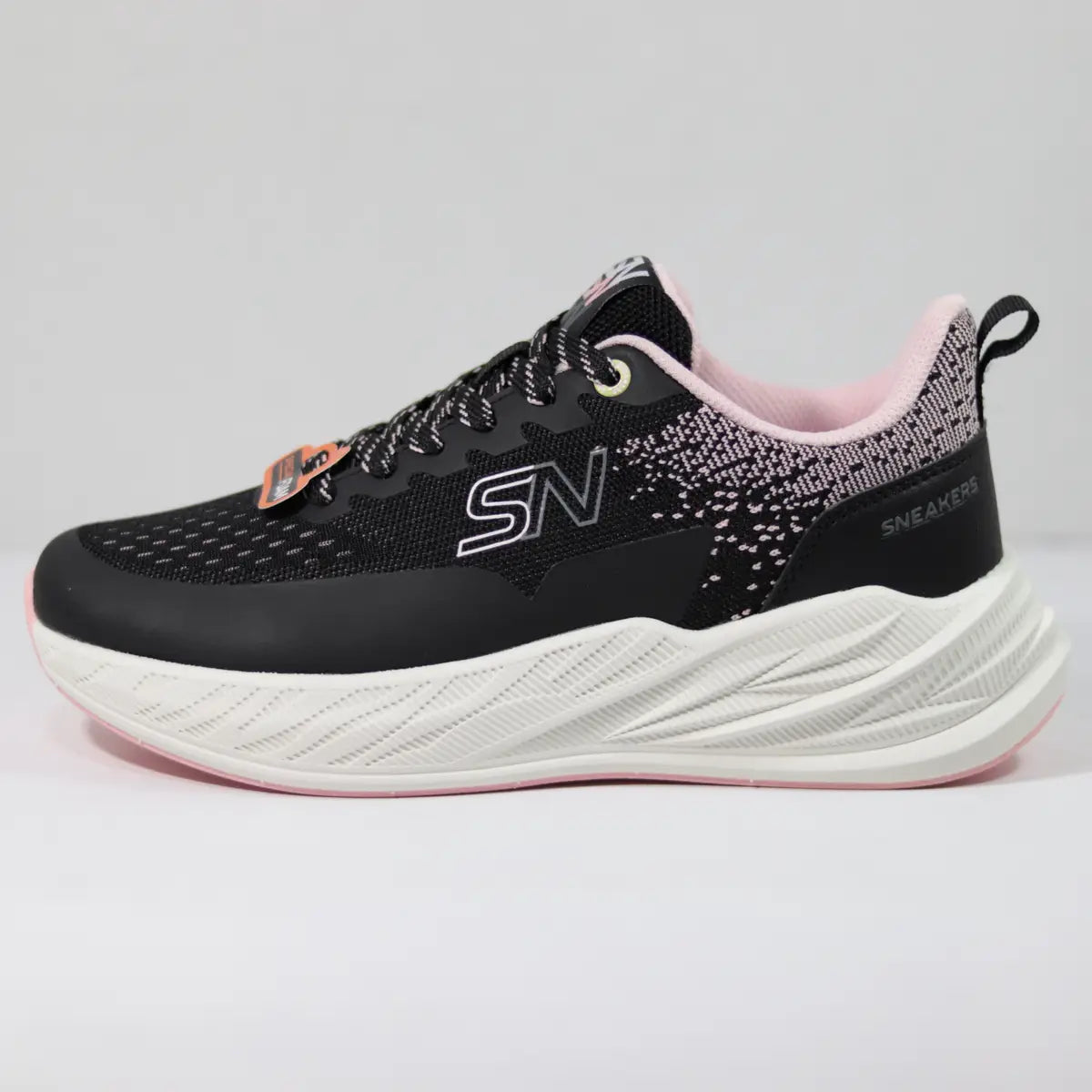Zapatillas mujer Sneakers Supply Black Cherry perfil exterior negro con degradado rosa y suela gruesa