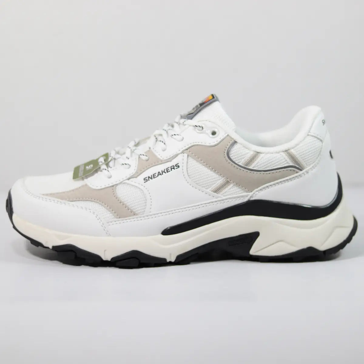 Zapatillas hombre Sneakers Supply Terranova blancas y beige perfil lateral con suela gruesa antideslizante