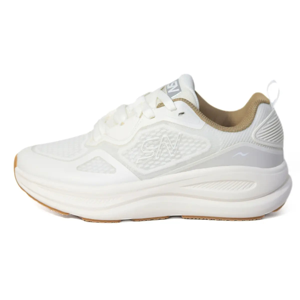 Perfil lateral externo de zapatillas hombre Sneakers Supply Rush en color blanco hueso con entresuela gruesa