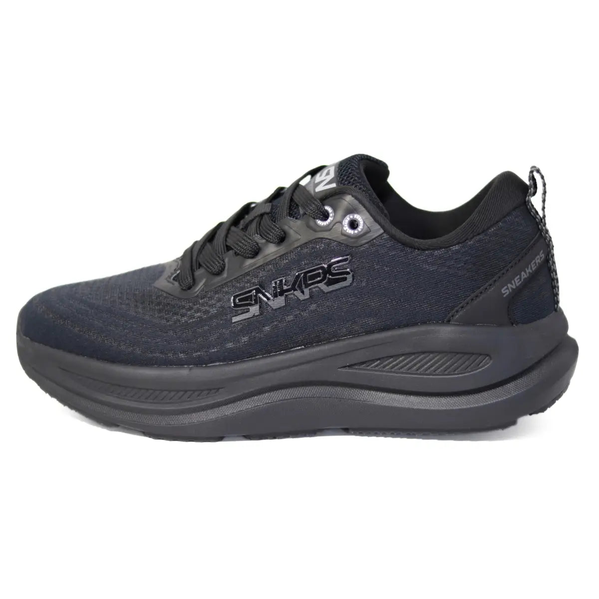 Perfil lateral externo de zapatillas hombre Sneakers Supply Falcon color negro con entresuela gruesa