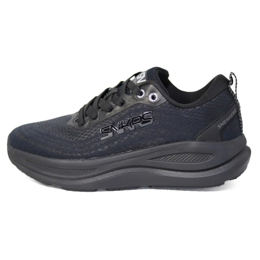 Perfil lateral externo de zapatillas hombre Sneakers Supply Falcon color negro con entresuela gruesa