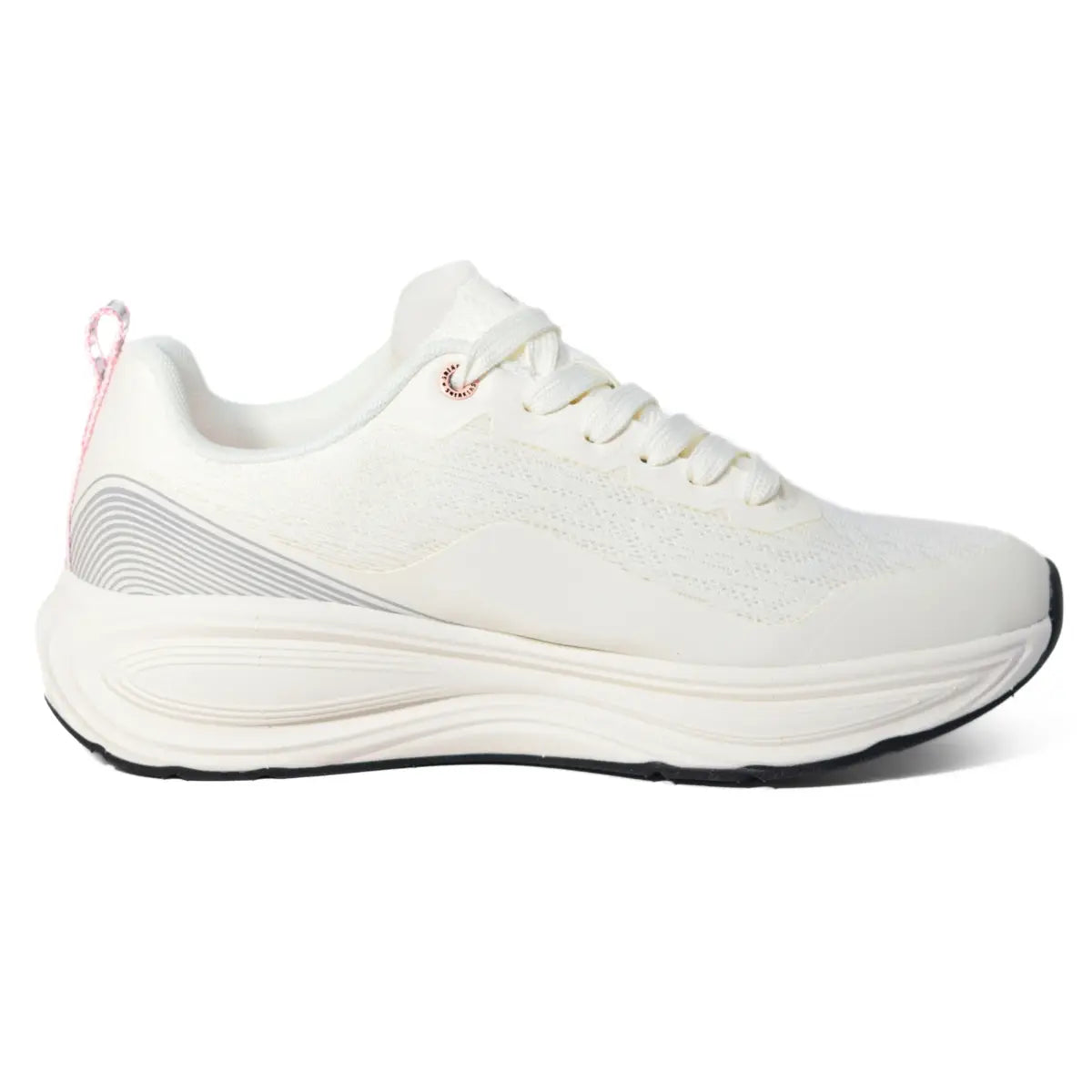 Vista lateral interna de zapatillas deportivas mujer Sneakers Supply Flow en color blanco hueso