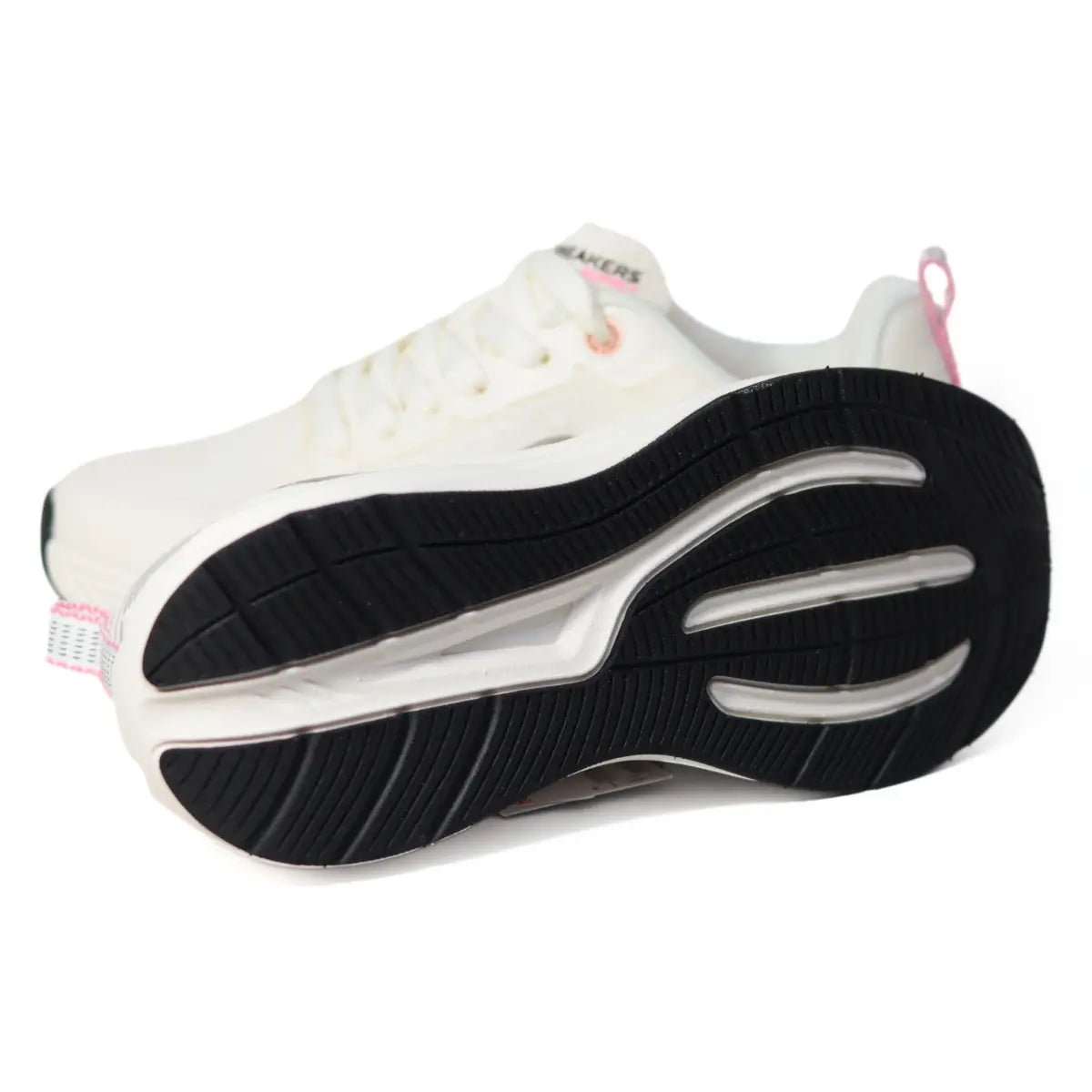 Suela de goma negra y blanca con patrón ranurado de zapatillas Sneakers Supply Flow mujer