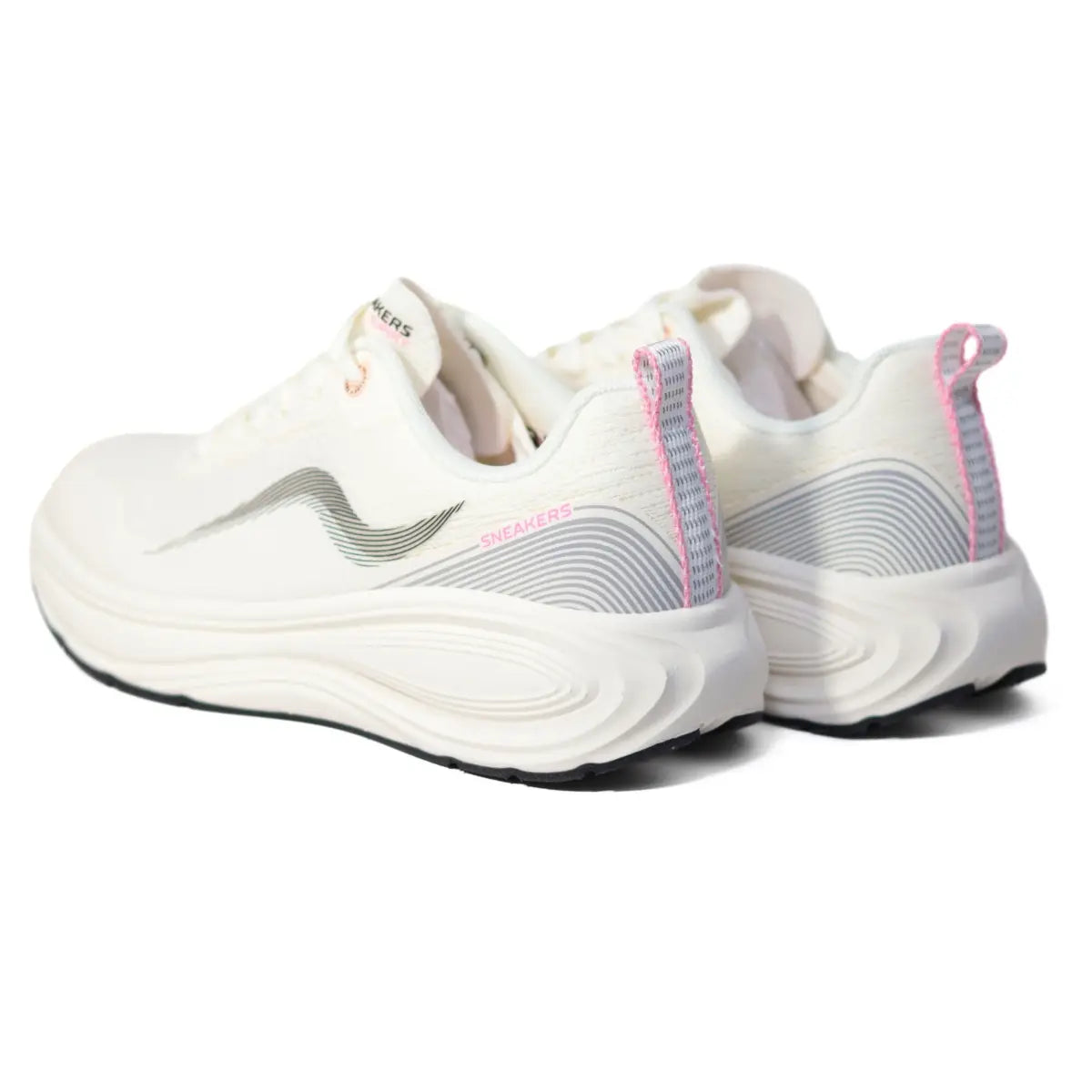 Vista trasera del talón de zapatillas Sneakers Supply Flow mujer mostrando costuras y detalles en rosa