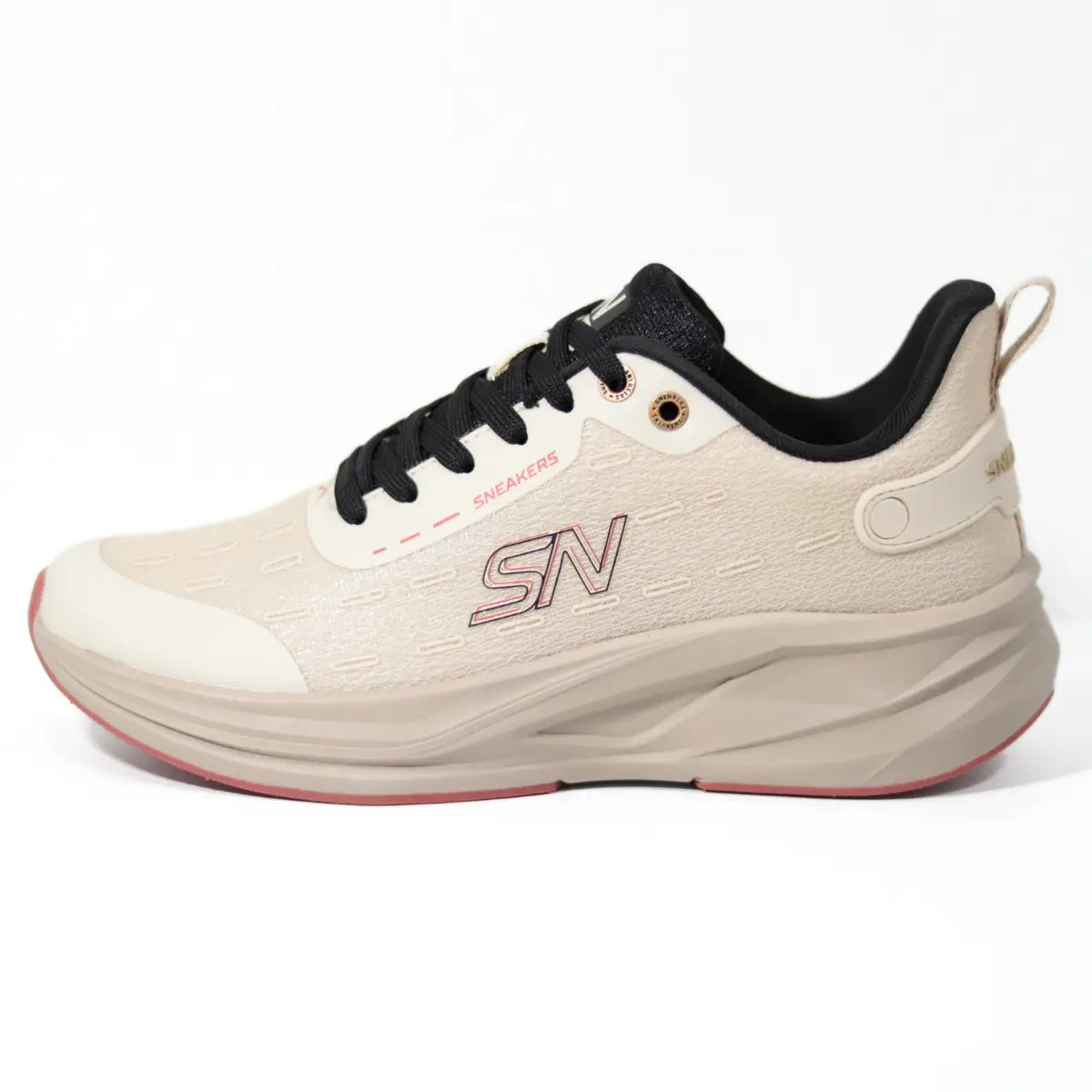 Perfil lateral externo de zapatillas hombre Sneakers Supply Mocca beige con suela gruesa amortiguadora