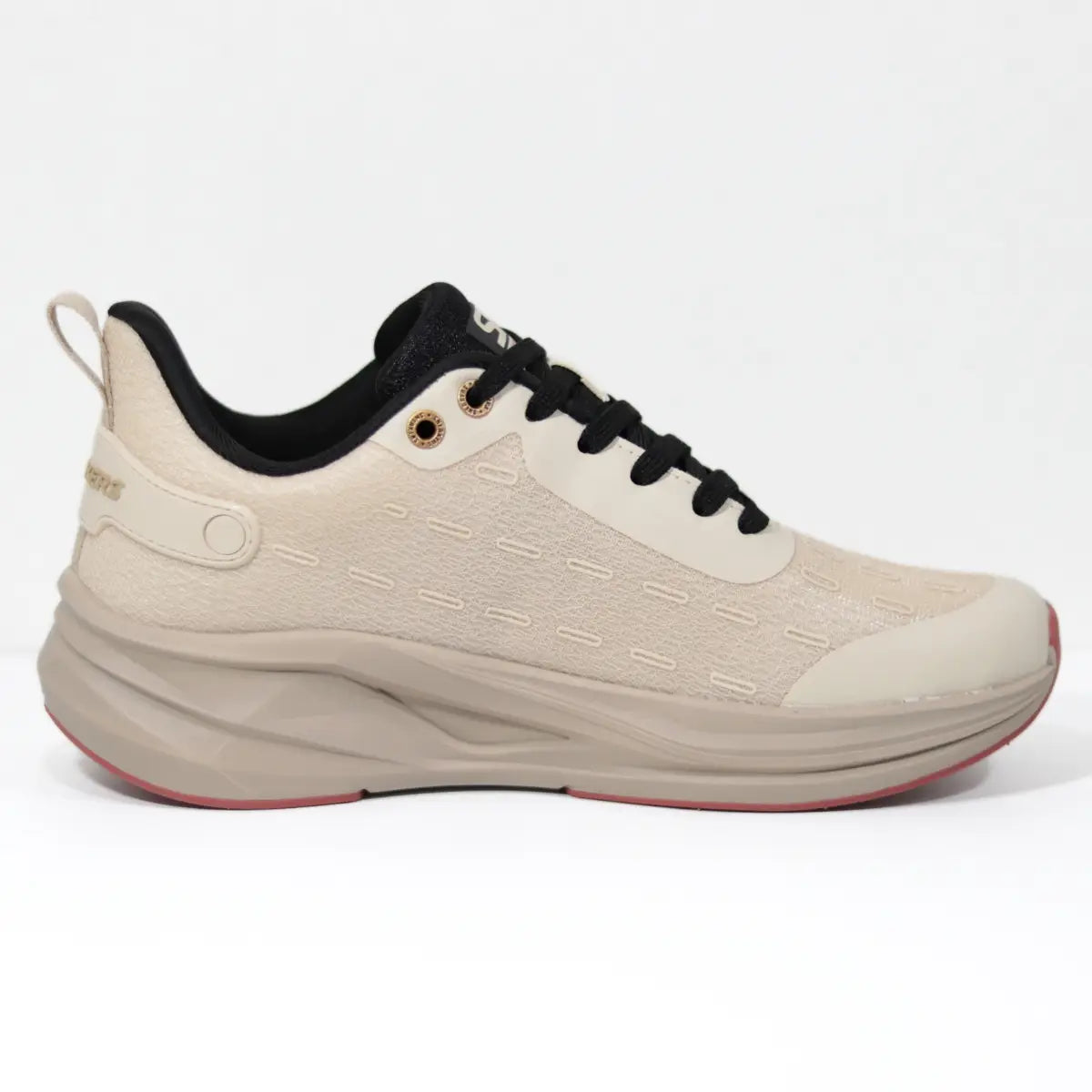 Vista lateral interna de zapatilla urbana hombre Sneakers Supply Mocca en color beige y negro