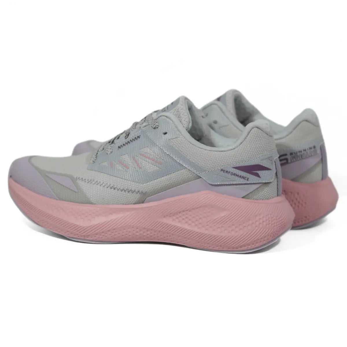 Zapatillas mujer RS Performance Stellar gris claro y rosa vista en ángulo delantero de tres cuartos